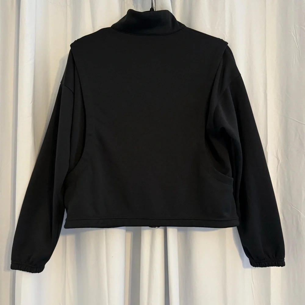 Nike Cropped Zip Up Jacket Black Lightweight Athleisure Gym Medium - Picture 3 of 11